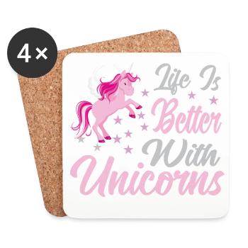 Life is better with unicorns - Untersetzer (4er-Set) - Weiß - Vorne