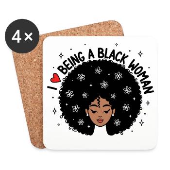J’adore être une femme noire Afro Design - Dessous de verre (lot de 4) - blanc - Devant