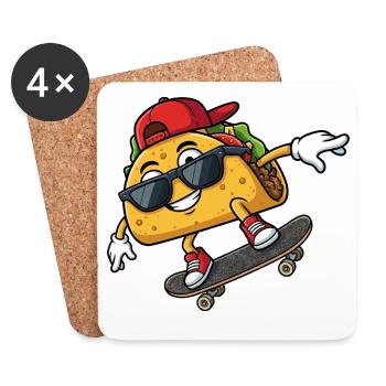 Slogan cool du skateboarder taco - Dessous de verre (lot de 4) - blanc - Devant
