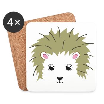Costume animal paresseux à Kawaii face de hérisson - Dessous de verre (lot de 4) - blanc - Devant