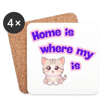 Home is where my cat is - Coasters (set of 4) - white - Front