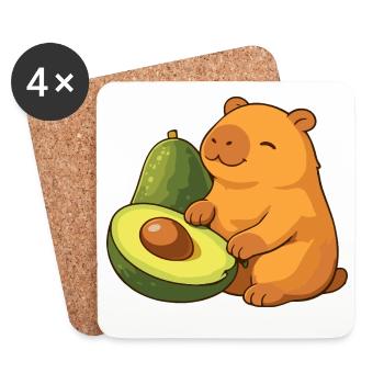 Capybara mit Avocado - Untersetzer (4er-Set) - Weiß - Vorne