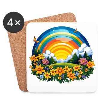 Blühender Regenbogen am Sonnenaufgang - Untersetzer (4er-Set) - Weiß - Vorne