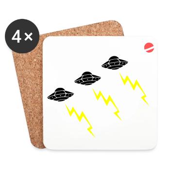 UFO Invasion Lightning Attack Alien Vector - Coasters (set of 4) - white - Front