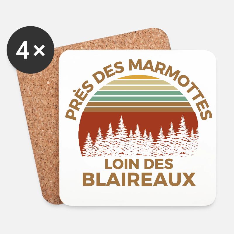 Marmots and Forests Retro Solar - Coasters (set of 4) - white