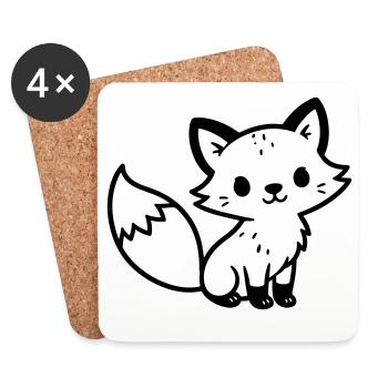 Fuchs Niedlich - Untersetzer (4er-Set) - Weiß - Vorne