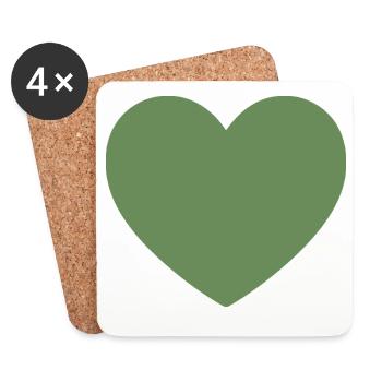 green heart green gift valentine's day - Coasters (set of 4) - white - Front