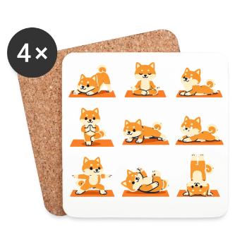 Shiba Inu Yoga Posen Für Hundefans - Untersetzer (4er-Set) - Weiß - Vorne