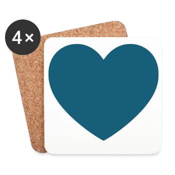 blue heart gift valentine's day - Coasters (set of 4) - white - Front