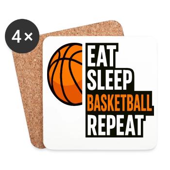 Citation répétée de Eat Sleep Basketball - Dessous de verre (lot de 4) - blanc - Devant