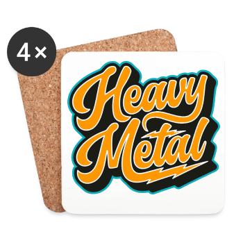 Heavy Metal Bold Script Logo - Coasters (set of 4) - white - Front