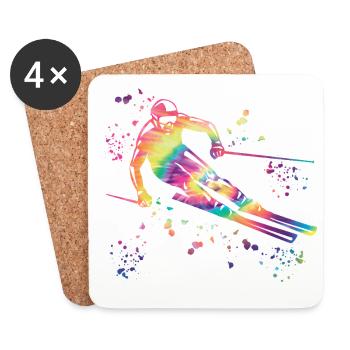 Alpine skiing Winter sports Nordic skiing - Coasters (set of 4) - white - Front
