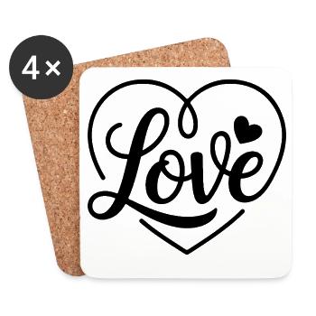Love in a calligraphic heart is something special - Coasters (set of 4) - white - Front