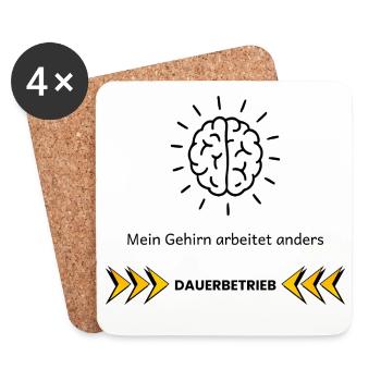 Mon cerveau fonctionne différemment – Conception de la focalisation TDAH - Dessous de verre (lot de 4) - blanc - Devant