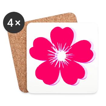 Leuchtend rosa Blütenblüte - Untersetzer (4er-Set) - Weiß - Vorne