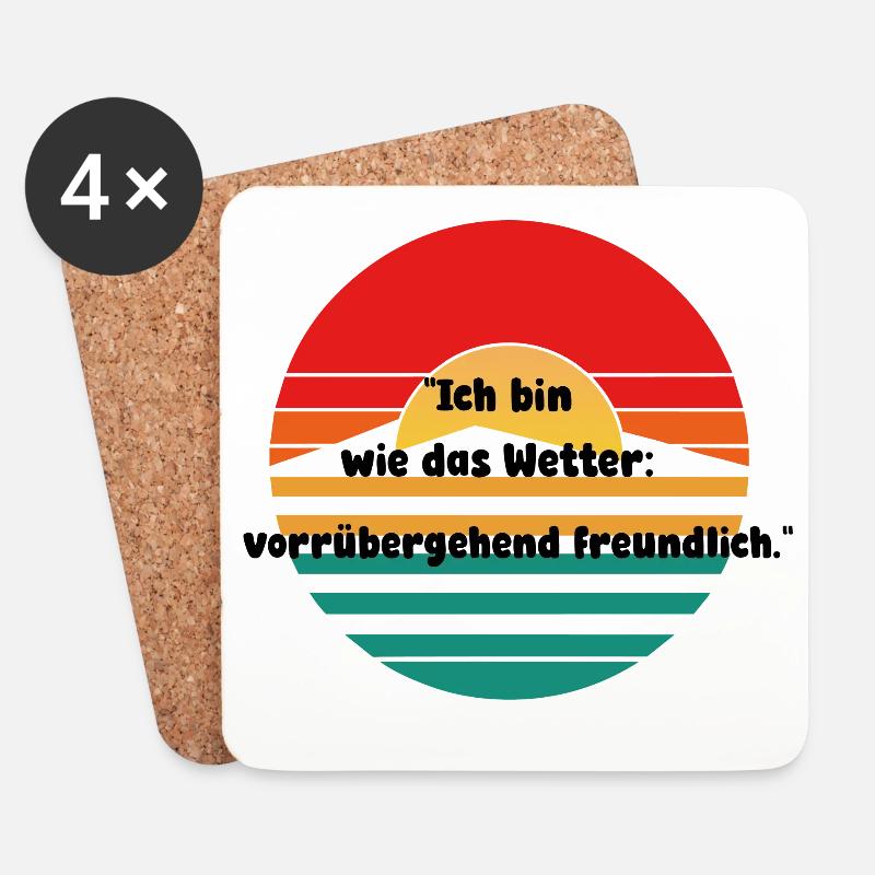 Sonnenuntergang Retro Motiv - Untersetzer (4er-Set) - Weiß