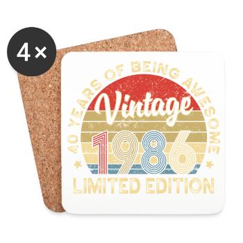 Vintage Vintage 1986 – 40e anniversaire - Dessous de verre (lot de 4) - blanc - Devant