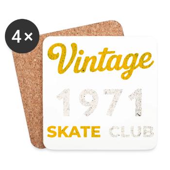 Vintage 1971 Skate Club Retro Birth Year Gift - Coasters (set of 4) - white - Front