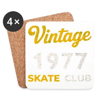 Année de naissance rétro vintage du Skate Club 1977 - Dessous de verre (lot de 4) - blanc - Devant