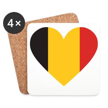 Humour,Belge, belgique, drapeau, frite, frites - Dessous de verre (lot de 4) - blanc - Devant