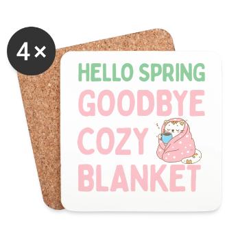 Hello spring, goodbye warm blanket - Coasters (set of 4) - white - Front