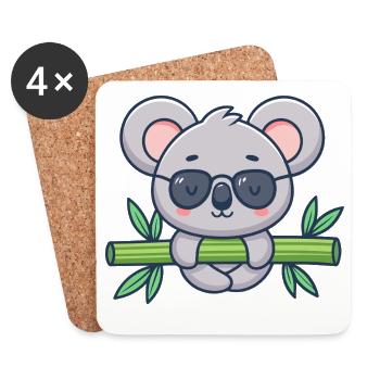 Koala sur Bambou Solaire - Dessous de verre (lot de 4) - blanc - Devant