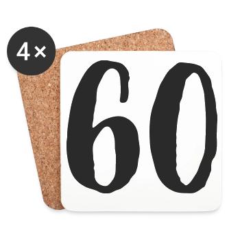 60e anniversaire Numéro Numéro Cadeau - Dessous de verre (lot de 4) - blanc - Devant