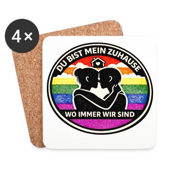 Du bist mein Zuhause Regenbogen Liebe - Untersetzer (4er-Set) - Weiß - Vorne