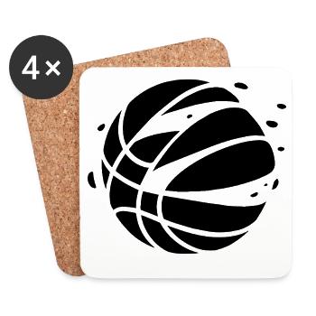 Conception minimale des ballons de basket - Dessous de verre (lot de 4) - blanc - Devant