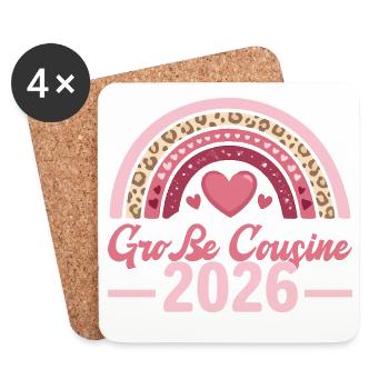 Annonce du bébé du grand cousin 2026 - Dessous de verre (lot de 4) - blanc - Devant