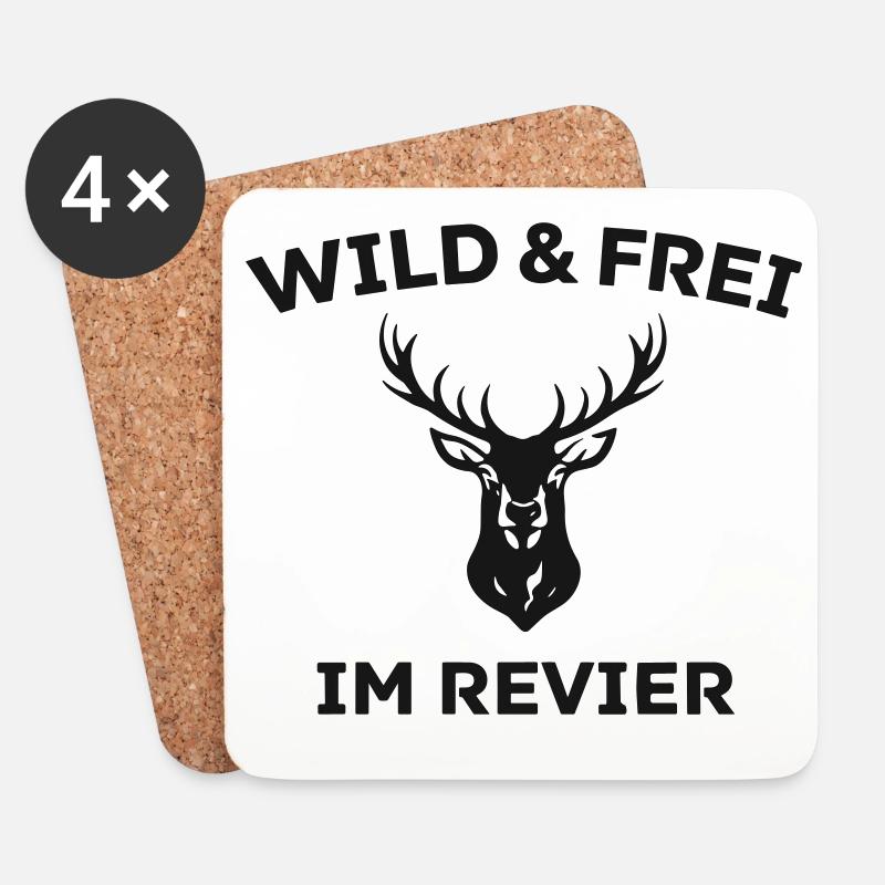 Wild & Frei Hirschkopf - Untersetzer (4er-Set) - Weiß