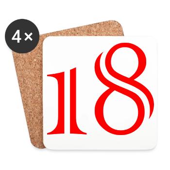 18. 18 JAHRE ALT. 18-JÄHRIGES JUBILÄUM. 18. GEBURTSTAG. - Untersetzer (4er-Set) - Weiß - Vorne