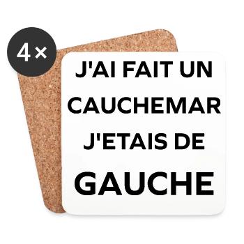 j'ai fait un cauchemar j'étais de gauche - Dessous de verre (lot de 4) - blanc - Devant