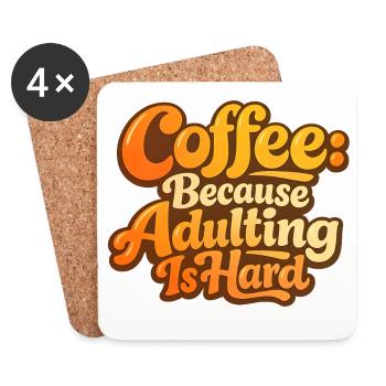 Kaffee Lustiger Spruch Kaffeetrinker Büro Müde - Untersetzer (4er-Set) - Weiß - Vorne