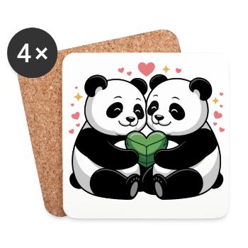 Couples de pandas amoureux - Dessous de verre (lot de 4) - blanc - Devant