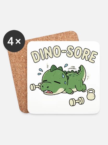 Dino-Quatsch Süßes Fitnessstudio Workout Wunder Dinosaurier - Untersetzer (4er-Set) - Weiß