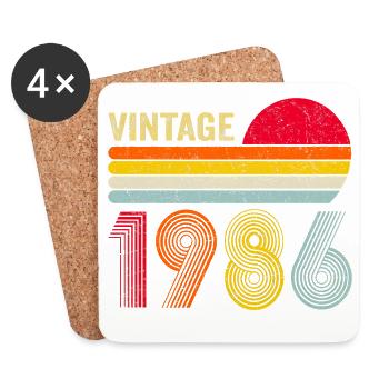 40e anniversaire de Vintage 1986 - Dessous de verre (lot de 4) - blanc - Devant