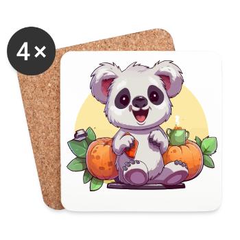 Cuddly Panda Autumn Pumpkins - Coasters (set of 4) - white - Front