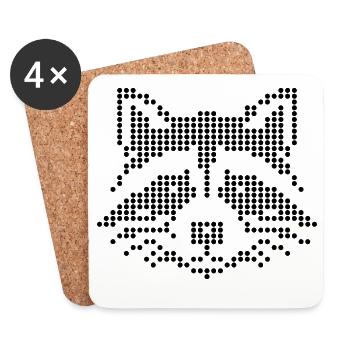 Geometrisches Waschbärendesign - Untersetzer (4er-Set) - Weiß - Vorne