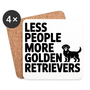 Less People More Golden Retriever - Coasters (set of 4) - white - Front