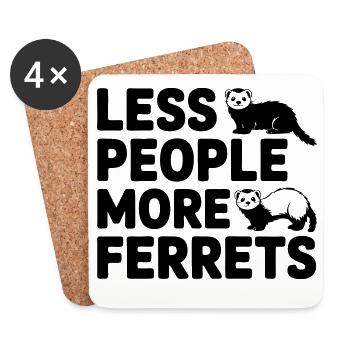 Frettchen - Less People More Ferrets - Coasters (set of 4) - white - Front