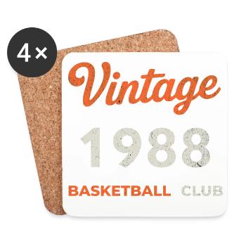 Vintage 1988 – Basketball Club Retro Birth Year - Coasters (set of 4) - white - Front