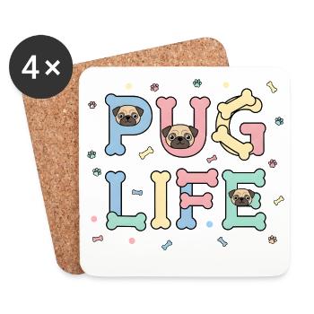 Pug Life Süßes Mops Hunde Design für Tierfreunde - Untersetzer (4er-Set) - Weiß - Vorne
