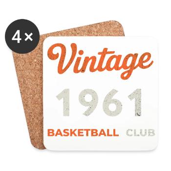 Vintage 1961 – Basketball Club Retro Birth Year - Coasters (set of 4) - white - Front