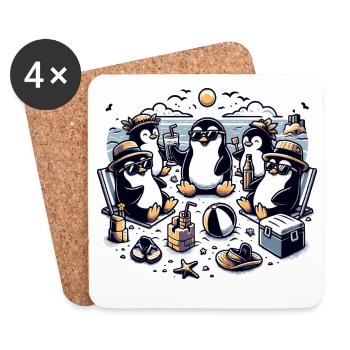 Célébration des manchots de plage au soleil - Dessous de verre (lot de 4) - blanc - Devant