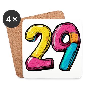 29 Zahl Bunt - Untersetzer (4er-Set) - Weiß - Vorne