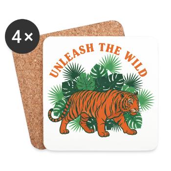 Entfesseln Sie den Wilden Tiger-Dschungel - Untersetzer (4er-Set) - Weiß - Vorne