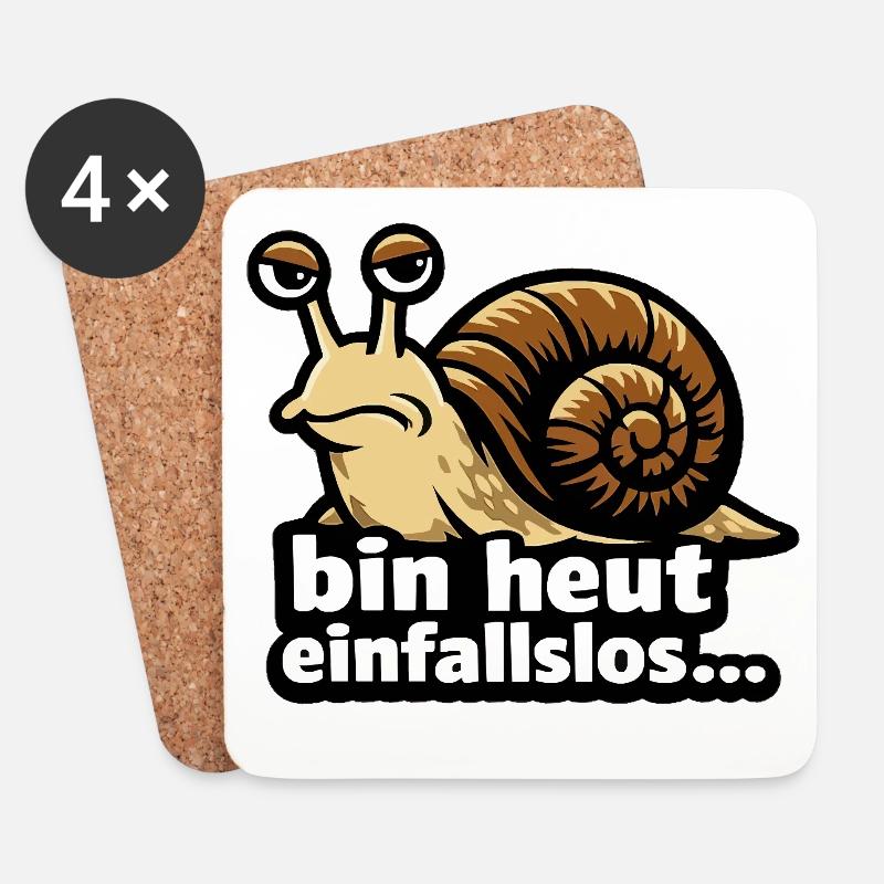 Gelangweilte Schnecke: Bin heut einfallslos - Untersetzer (4er-Set) - Weiß