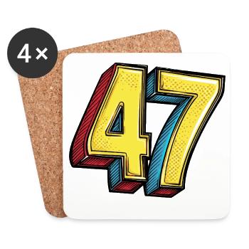 47 Zahl Bunt - Untersetzer (4er-Set) - Weiß - Vorne