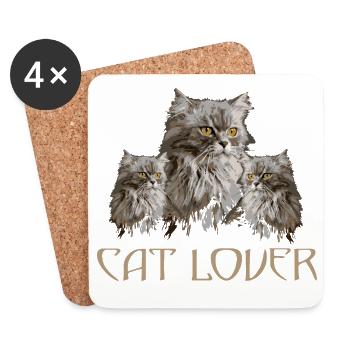 CAT_LOVER - Coasters (set of 4) - white - Front